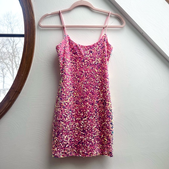 Lucy In The Sky Pink Sequin Dress | Size XS | Like New - Picture 2 of 6